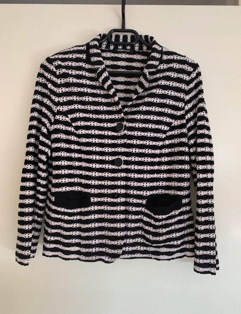Frank Walder gestreept jasje - Zwart/Wit - Maat 42/44 (L), Kleding | Dames, Zwart, Maat 42/44 (L), Ophalen of Verzenden, Zo goed als nieuw