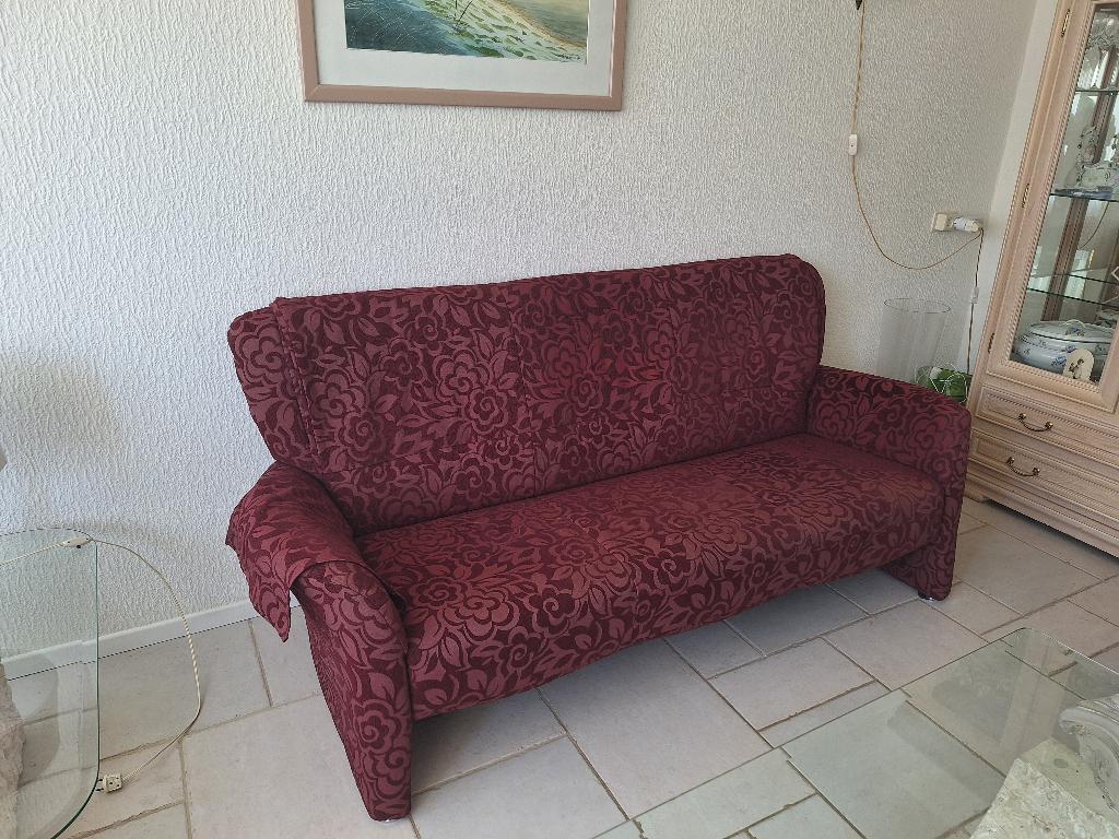 Rood stoffen Bankstel, Huis en Inrichting, Banken | Bankstellen, Ophalen, Gebruikt, Klassiek, Driepersoons