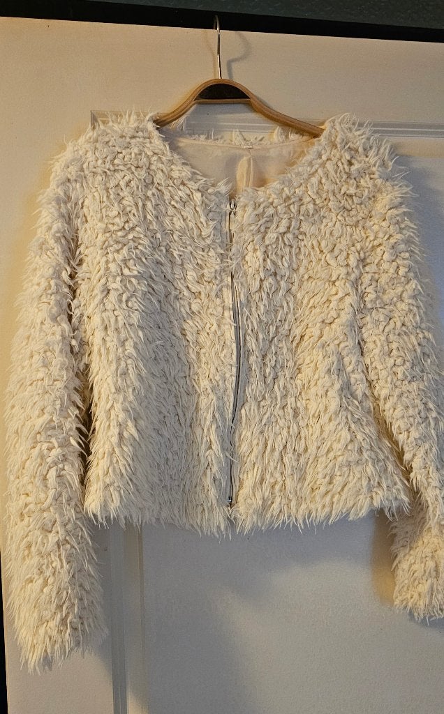 Beige teddy vest/jas met rits aan de voorkant, mt 40., Ophalen of Verzenden, Gedragen, Maat 38/40 (M), Beige