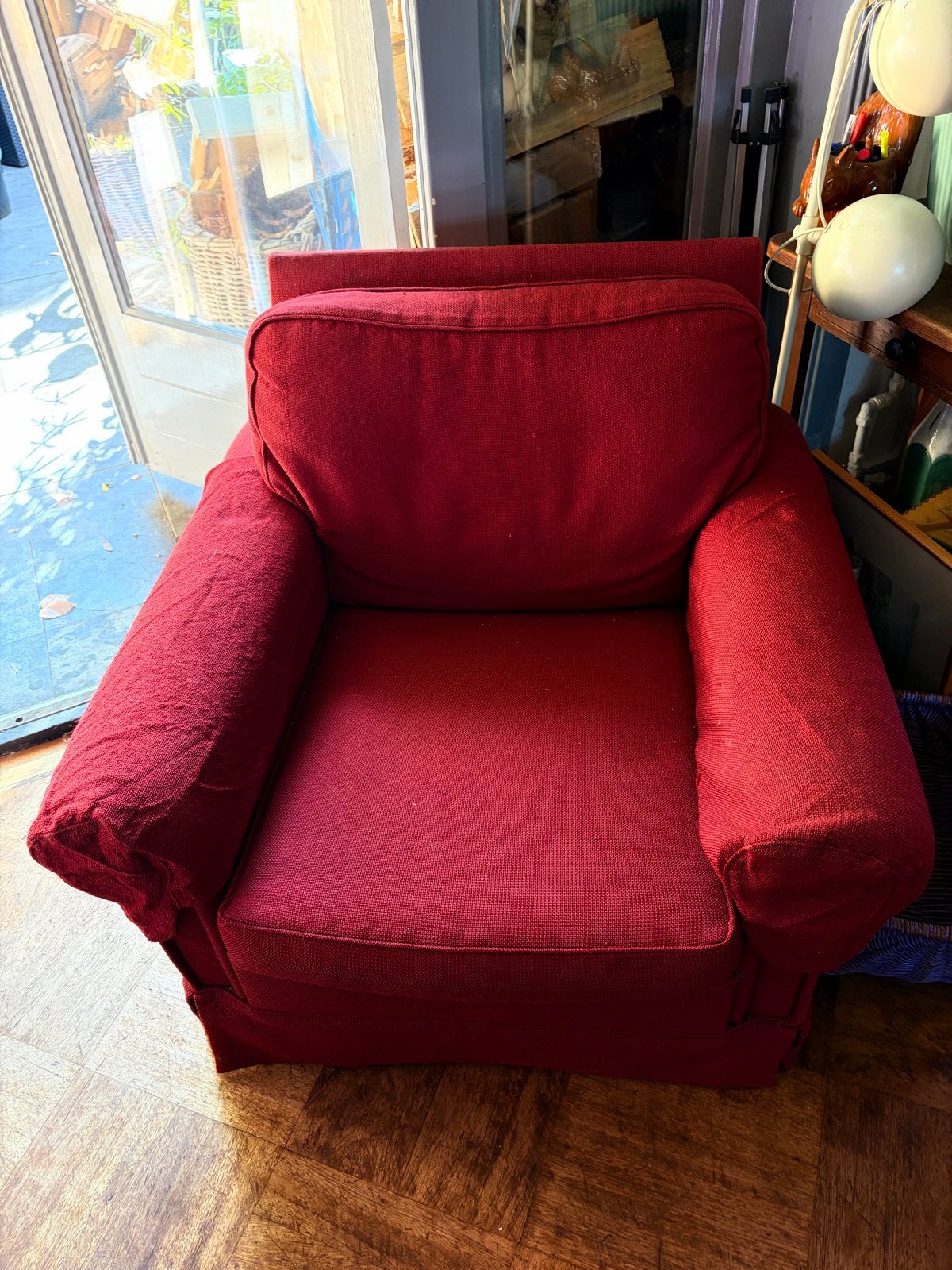 Mooie rode IKEA Ektorp fauteuil, Huis en Inrichting, Ophalen of Verzenden, Gebruikt, Stof, 75 tot 100 cm