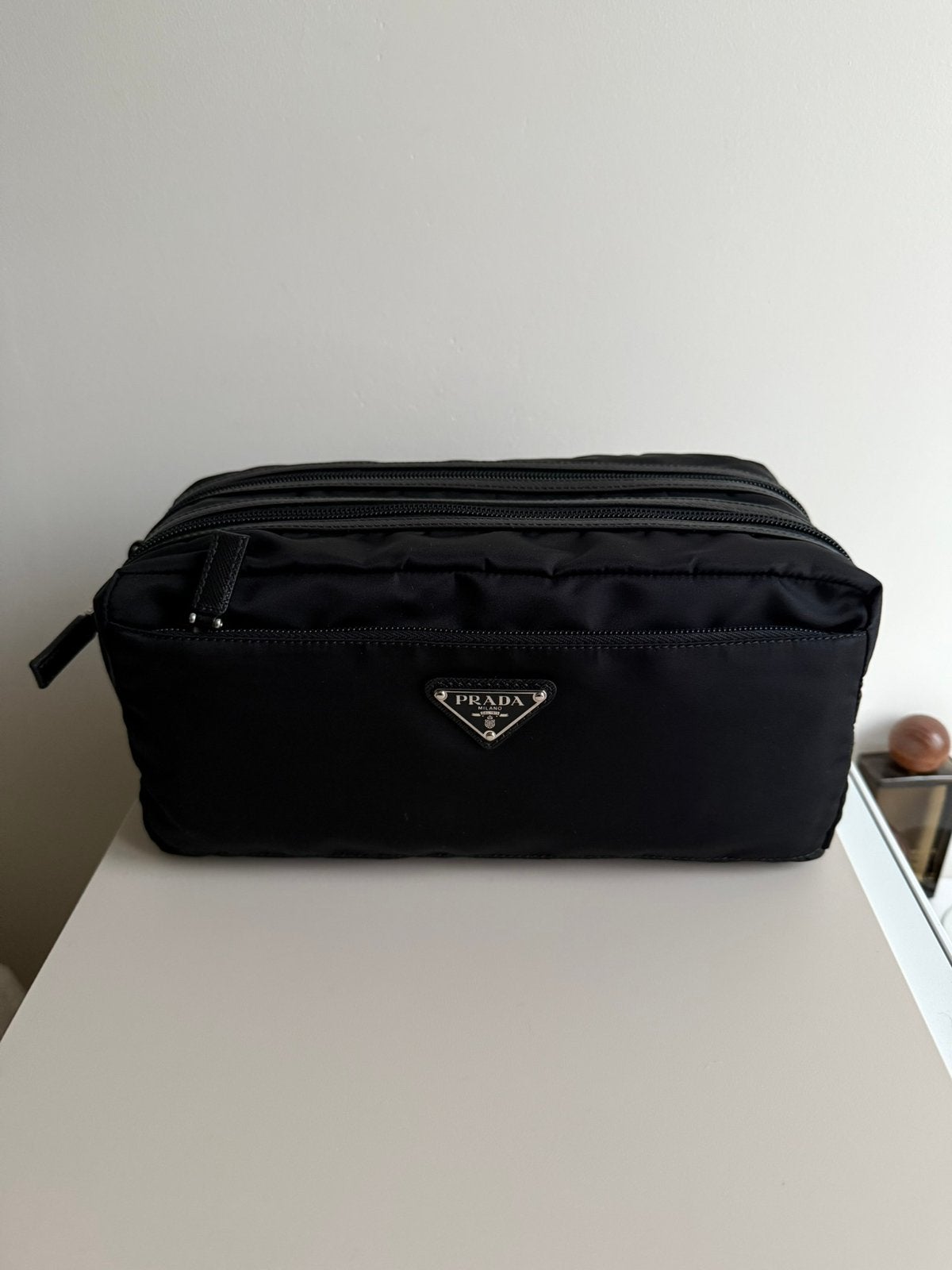 Reistas van Re-Nylon en leer Prada authentiek, Ophalen, Nieuw, Zwart, Heer of Dame