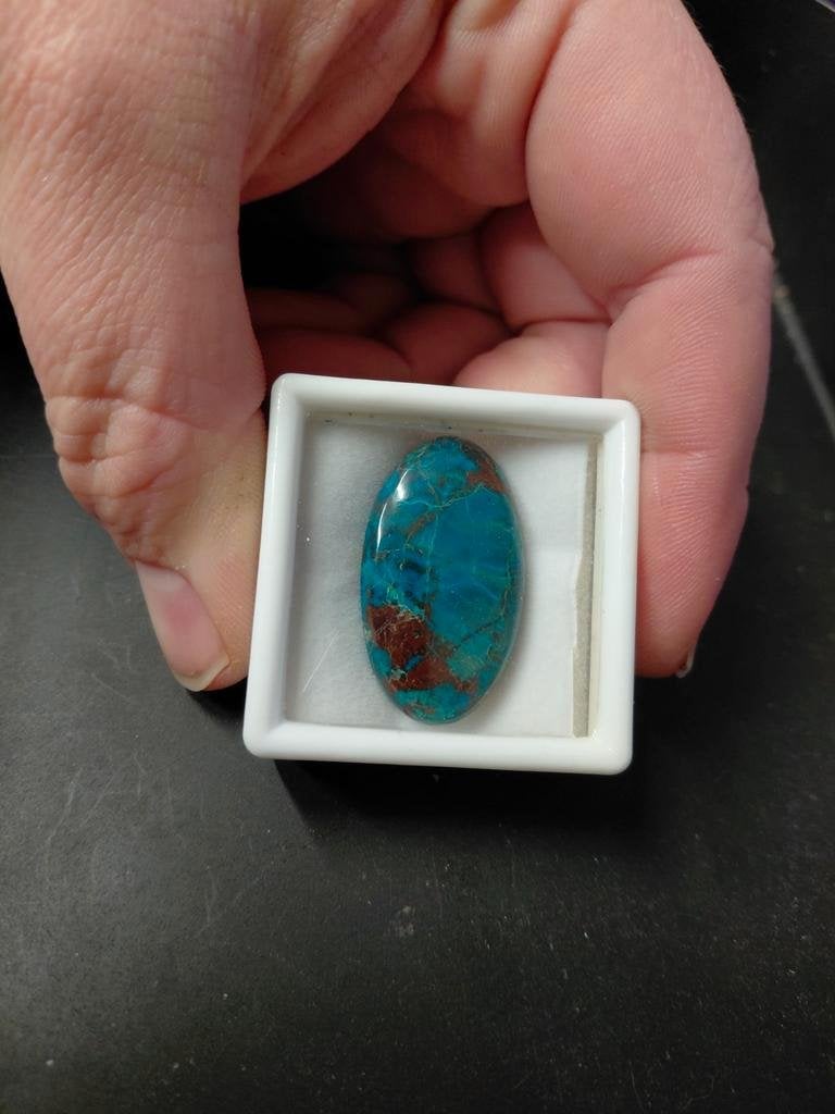 Blauw rode chrysocolla cabochon, Sieraden, Tassen en Uiterlijk, Edelstenen, Ophalen of Verzenden, Nieuw