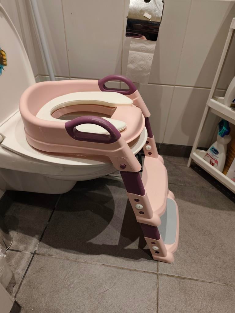 Kinder WC stoeltje met opstapje - Roze, Kinderen en Baby's, Overige Kinderen en Baby's, Gebruikt, Ophalen