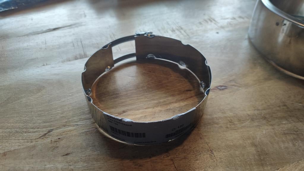 130mm RVS klemband voor flexibel rookkanaal, Huis en Inrichting, Kachels, Ophalen of Verzenden, Nieuw, Elektrisch, Overige soorten