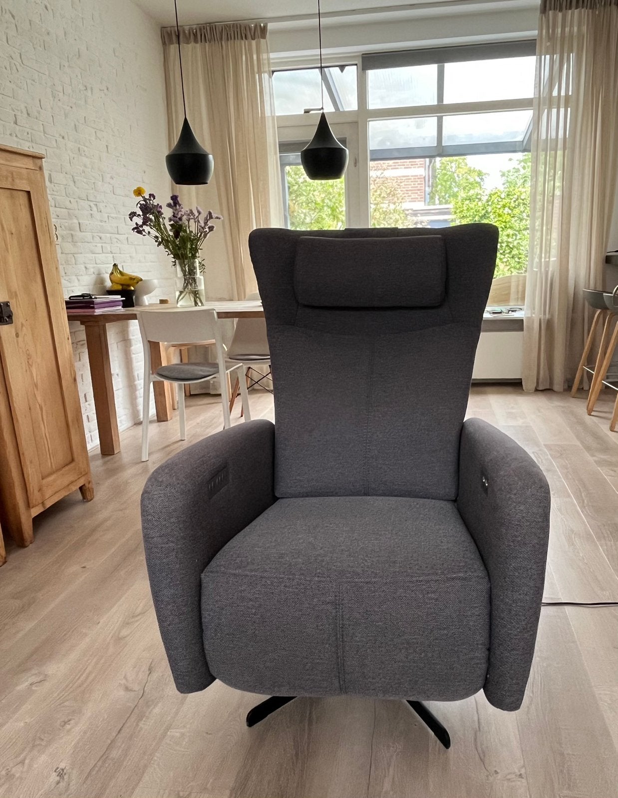 Prominent sta op stoel fauteuil (antraciet), Huis en Inrichting, Fauteuils, Ophalen, Zo goed als nieuw, Minder dan 75 cm, 50 tot 75 cm