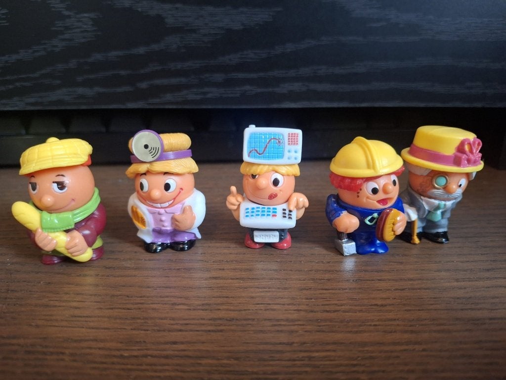 Kinder Surprise jobheads -5 stuk, Ophalen of Verzenden, Zo goed als nieuw, Hardplasticfiguren