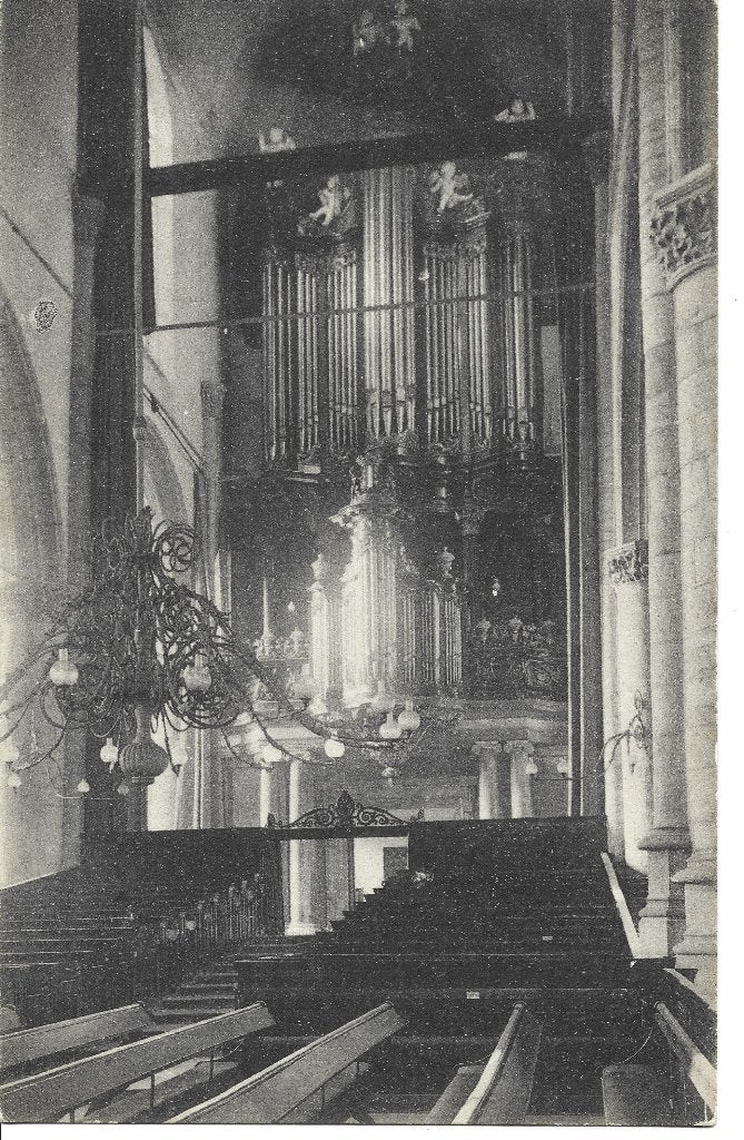 Gouda interieur Sint Janskerk orgel, Ophalen of Verzenden, Voor 1920, Ongelopen, Zuid-Holland
