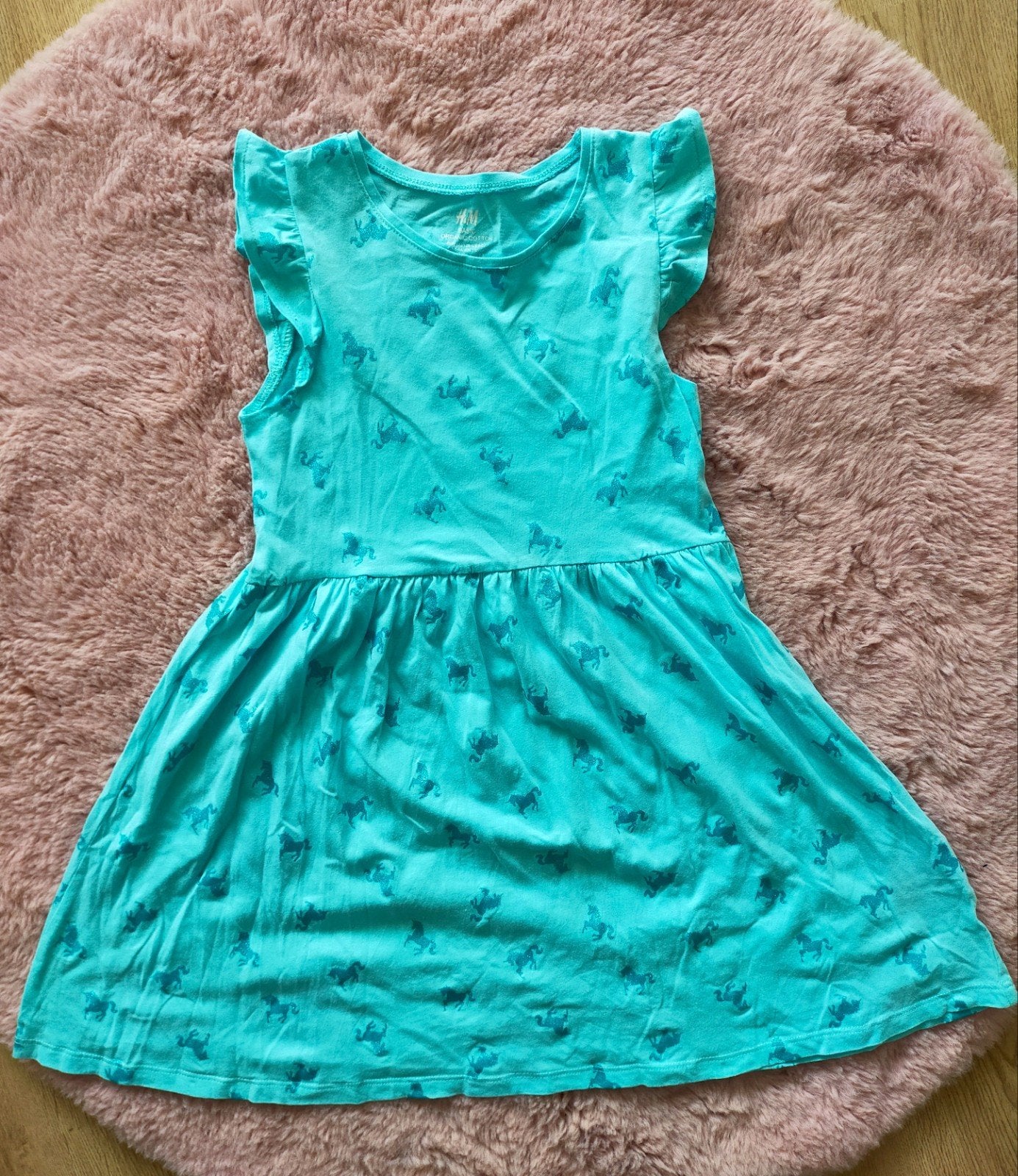 Zgan! Lief blauw eenhoorn glitterjurkje van H&M. Mt.122/128, Meisje, H&M, Ophalen of Verzenden, Zo goed als nieuw