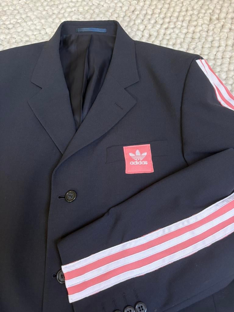 Custom made Adidas blazer oversized donkerblauw roze, Blauw, Zo goed als nieuw, Jasje, Ophalen