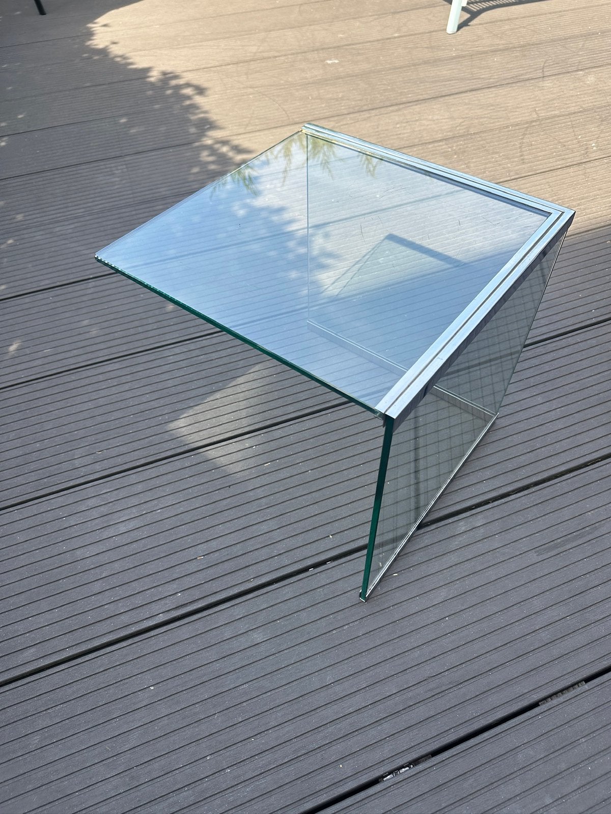 Vintage design salontafel – glas & chroom, Huis en Inrichting, Ophalen, Gebruikt, 50 tot 100 cm, 70's 80's