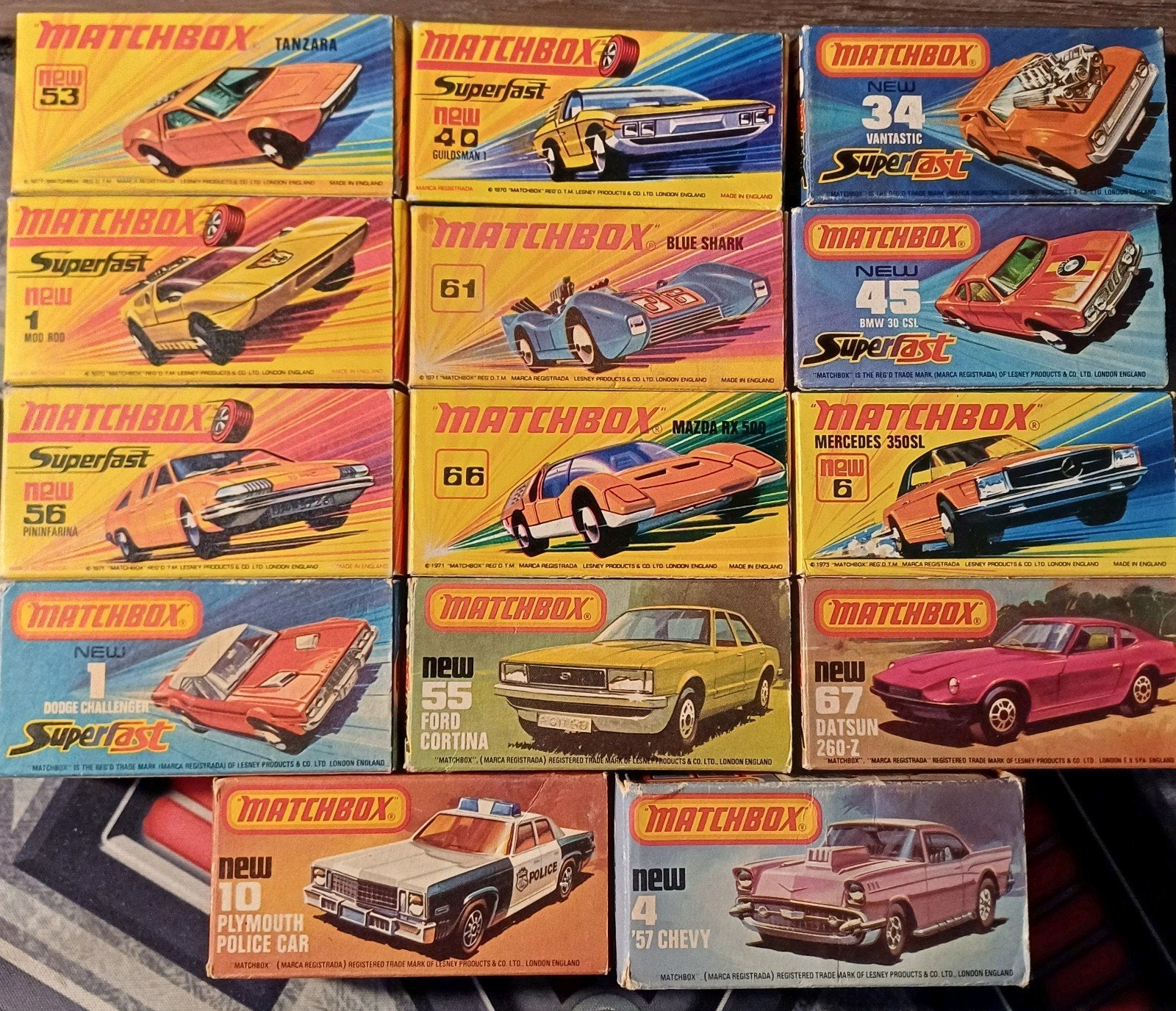 14x Matchbox Collectie jaren 70 onbespeeld., Ophalen of Verzenden, Zo goed als nieuw, Auto, Matchbox