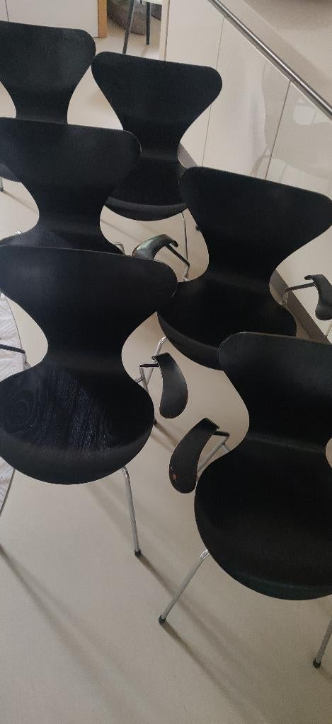 6x Fritz Hansen originele vlinderstoel 7 serie, Ophalen, Gebruikt, Zwart, Vijf, Zes of meer stoelen