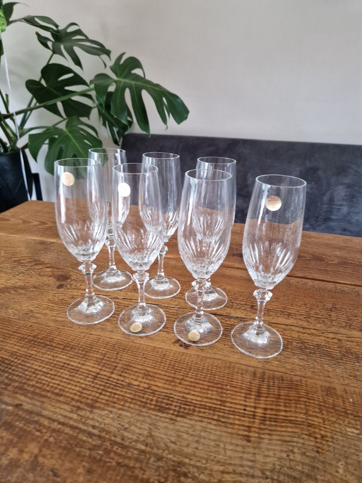 Prachtige set van 7 kristallen champagneflutes Cristallerie, Ophalen of Verzenden, Zo goed als nieuw, Overige typen