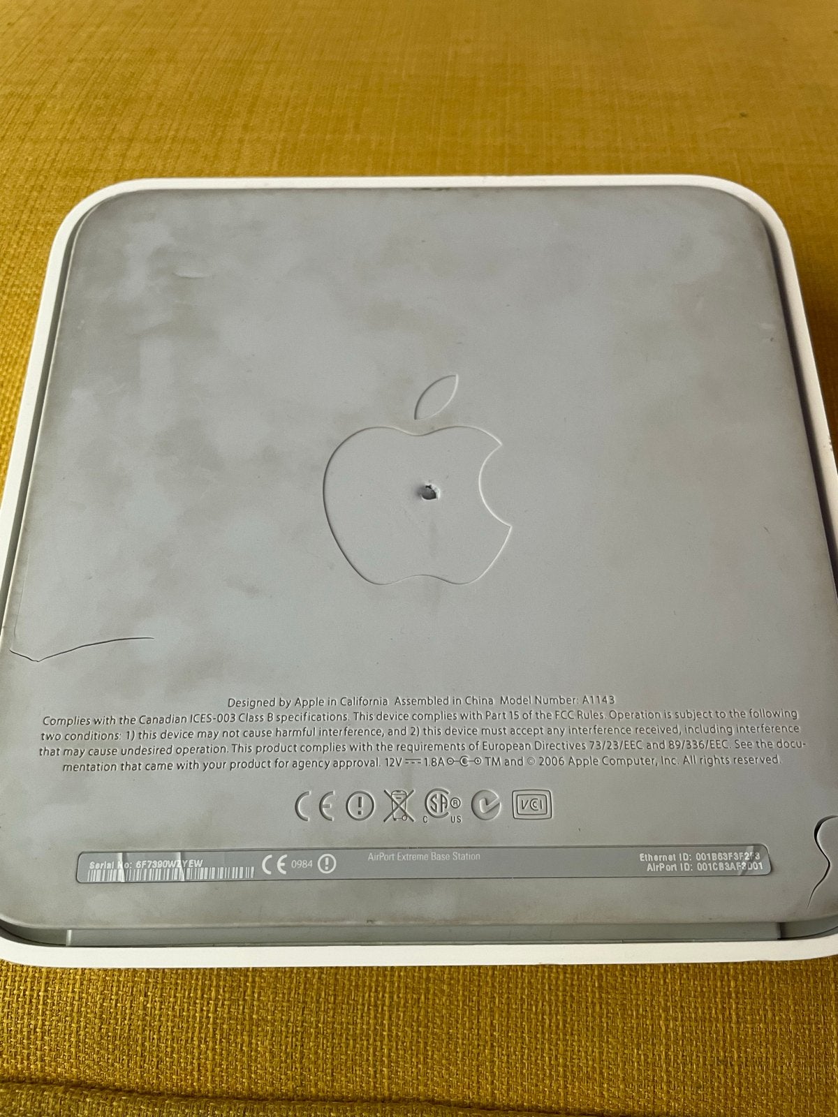 Apple AirPort Extreme Base Station A1143 Router, Ophalen of Verzenden, Gebruikt, Router