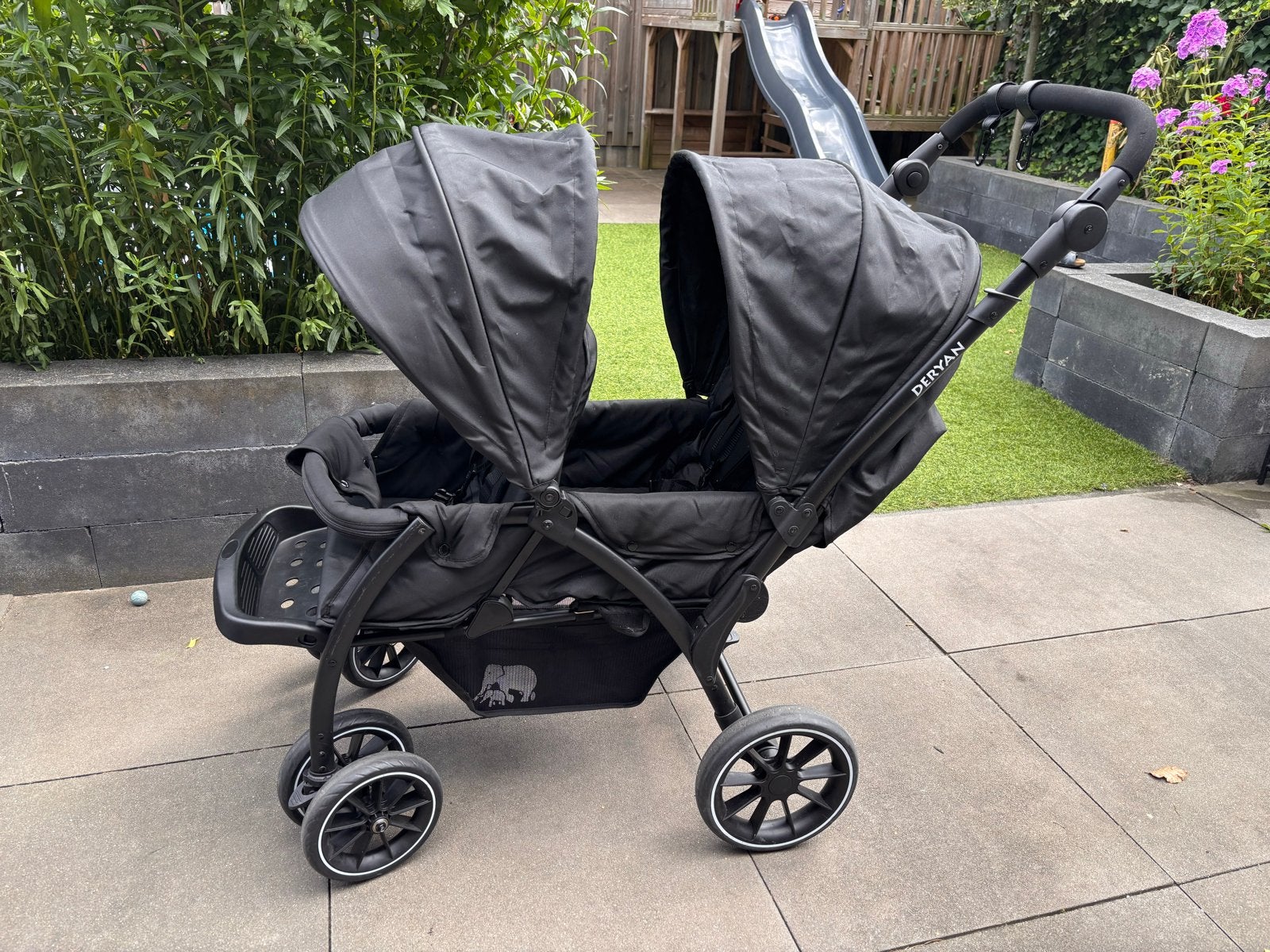 Deryan Elena Duo Buggy Zwart Lichtgewicht, Kinderen en Baby's, Kinderwagens en Combinaties, Gebruikt, Duowagen, Ophalen, Kinderwagen