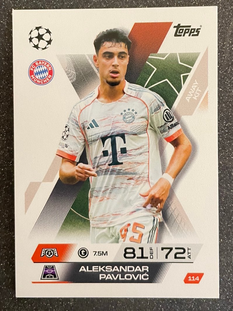 Topps MA EXTRA 25/26  AWAY KIT  PAVLOVIĆ  FC BAYERN MÜNCHEN, Verzenden, Zo goed als nieuw, Plaatje