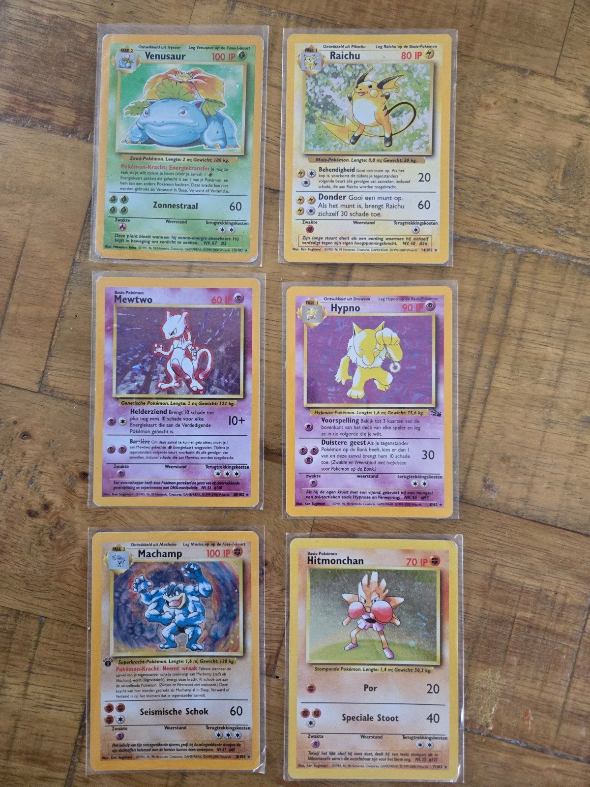 Pokémon Kaarten :Venusaur, Raichu, Mewtwo, Hypno, Machamp 1s, Ophalen of Verzenden, Meerdere kaarten