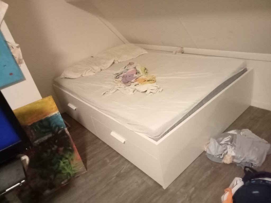Twee persoonsbed, Ophalen, Ikea style, Gebruikt, Wit