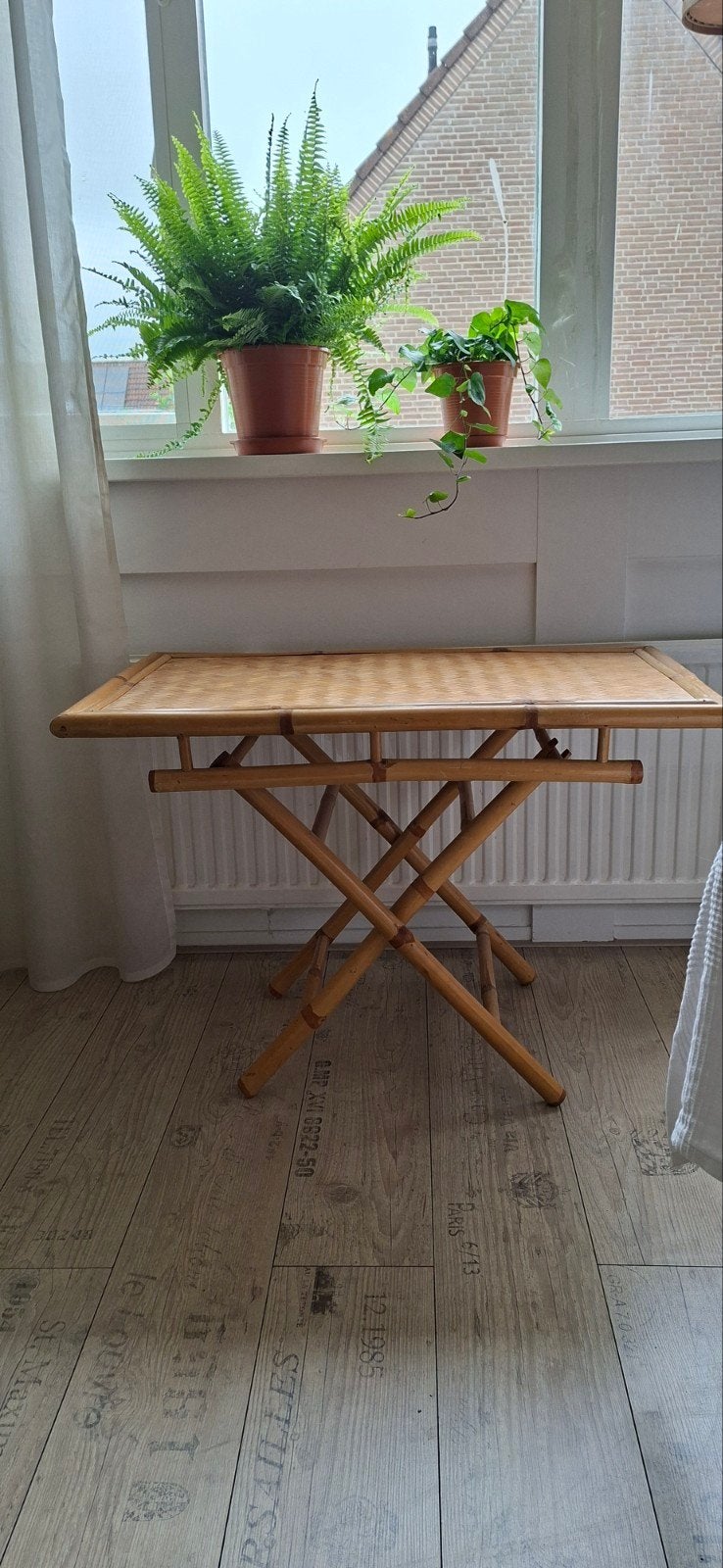 Vintage inklapbare bamboetafel - 90x45 cm, Antiek en Kunst, Ophalen