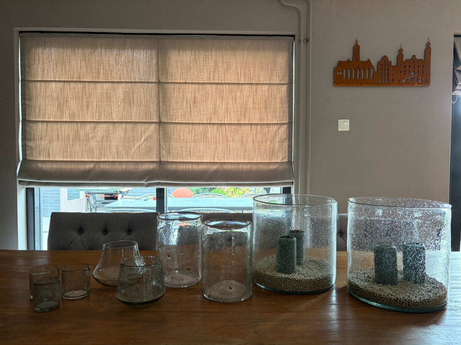 Windlicht set bubbel glas div. modellen, Huis en Inrichting, Woonaccessoires | Kandelaars en Kaarsen, Ophalen, Zo goed als nieuw