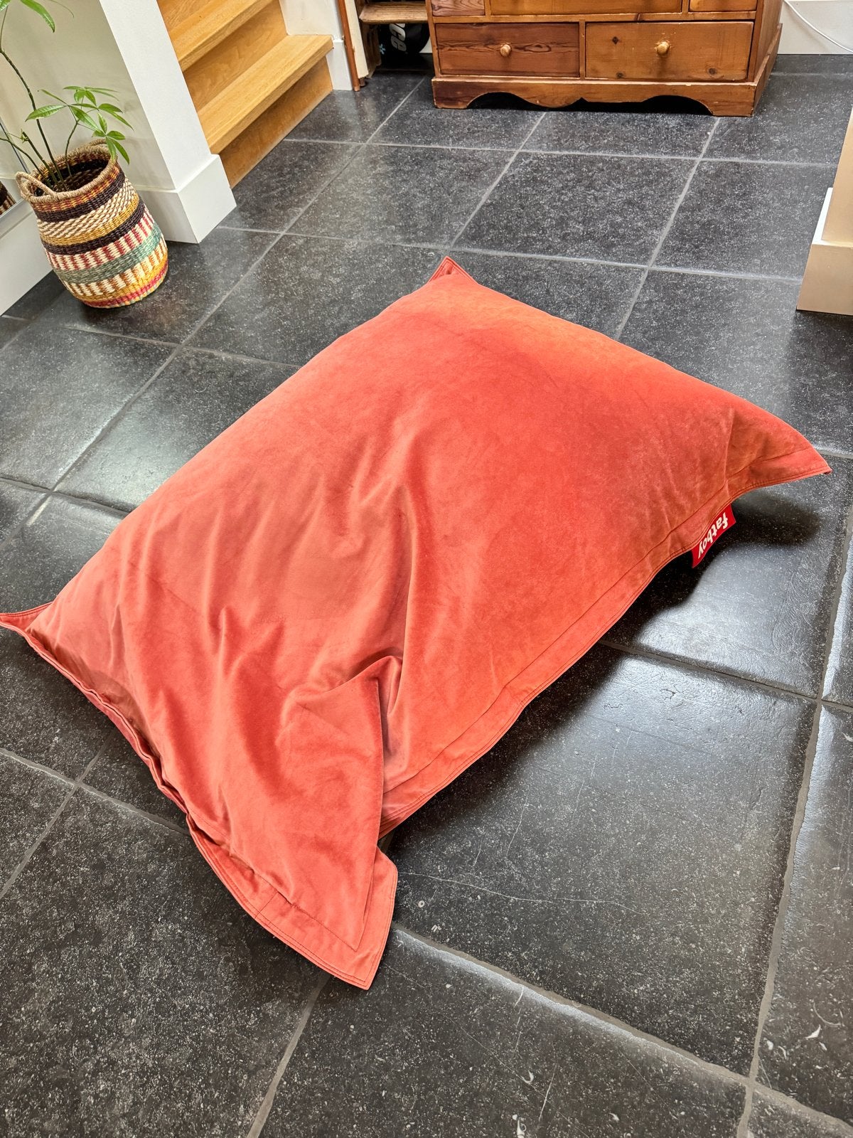 Fatboy zitzak in terracotta kleur, Huis en Inrichting, Ophalen, Gebruikt, Oranje, Zitzak