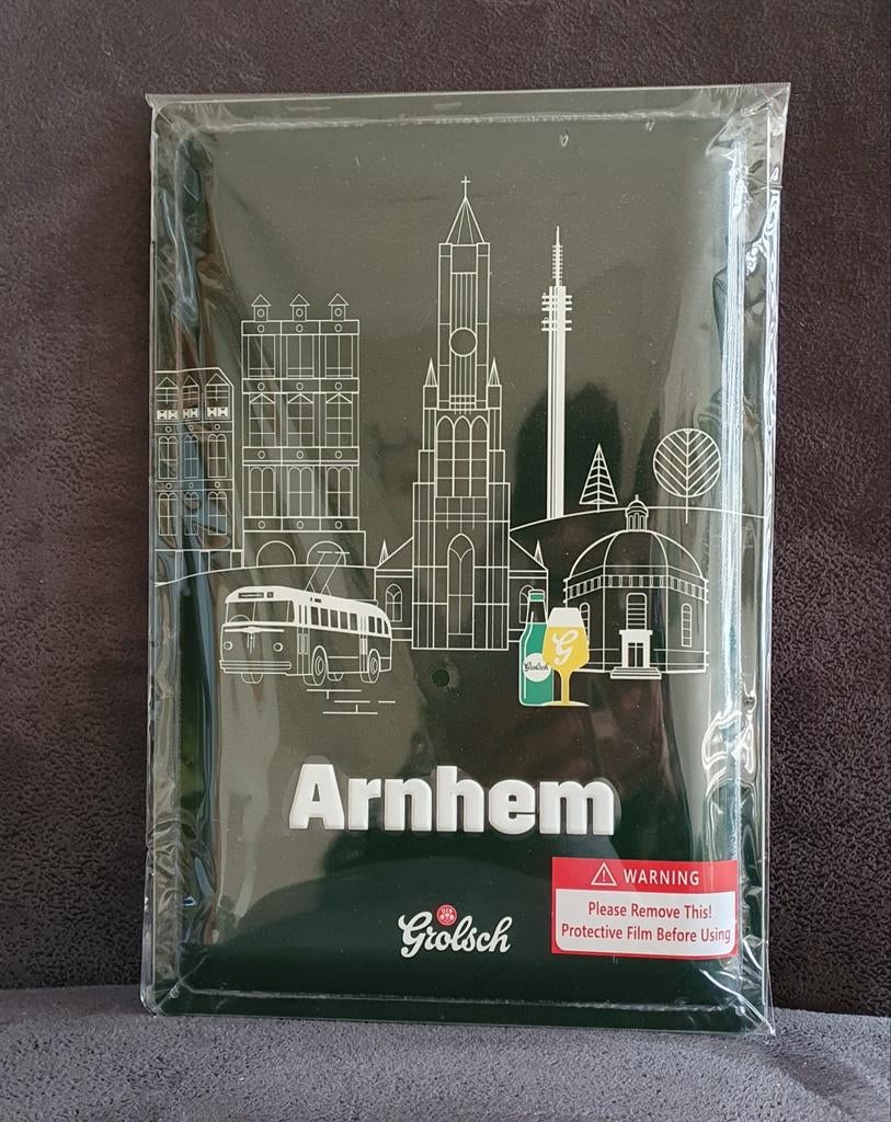Grolsch Reclamebord Arnhem met trolleybus, Ophalen of Verzenden, Nieuw, Reclamebord