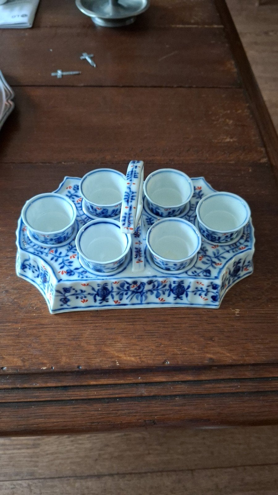 Antieke Japanse porseleinen sake set met handvat, Ophalen of Verzenden