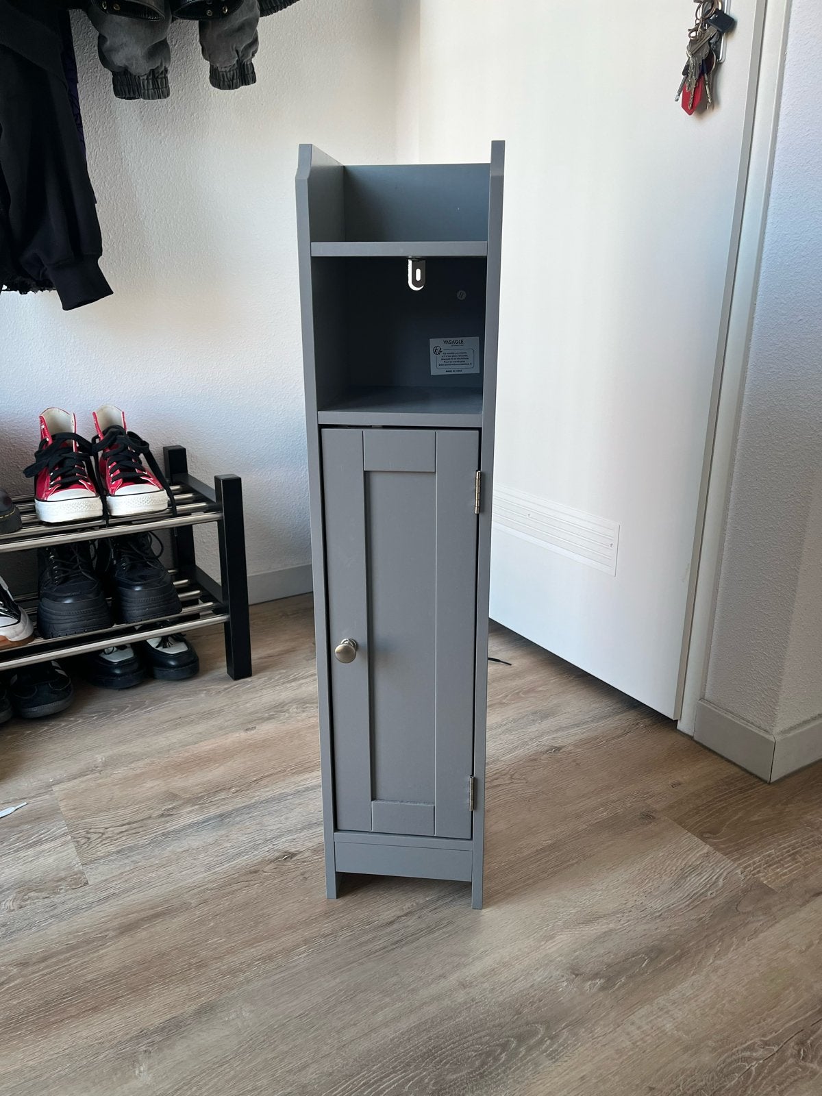 Smal grijs kastje met opbergruimte, Ophalen, Zo goed als nieuw