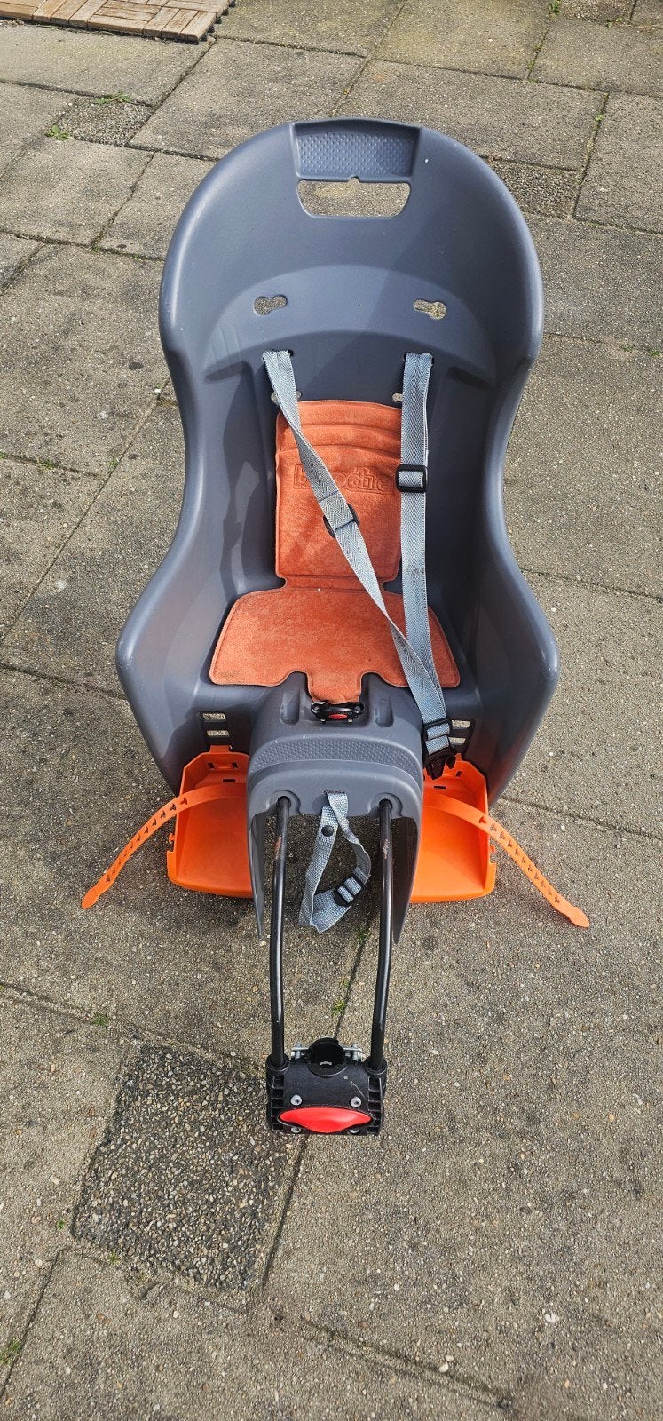 Polisport Achterzitje met Oranje Kussen en Grijze Riemen, Ophalen, Achterzitje, 9 t/m 18 kg, Polisport