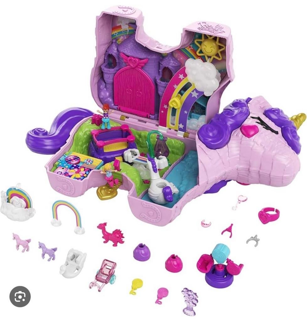 Polly Pocket Eenhoornfeestje Compact Speelset GVL88, Ophalen of Verzenden, Zo goed als nieuw, Meisje