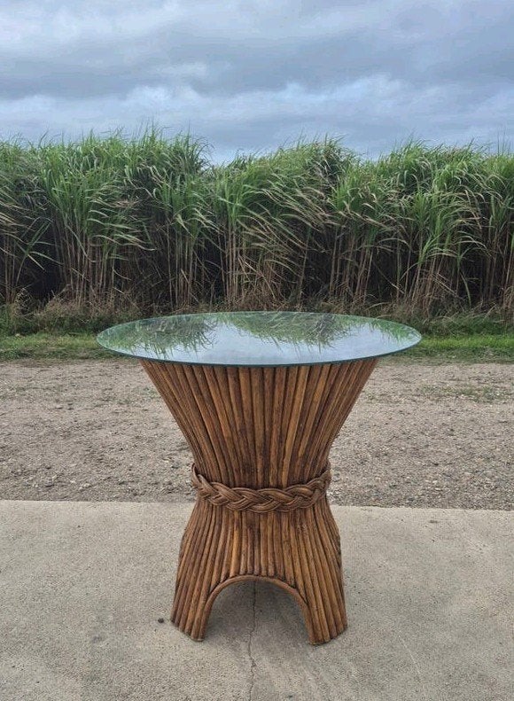 vintage sheaf of wheat Mc Guire eettafel 1970s, Ophalen, Gebruikt, 50 tot 100 cm, Rond