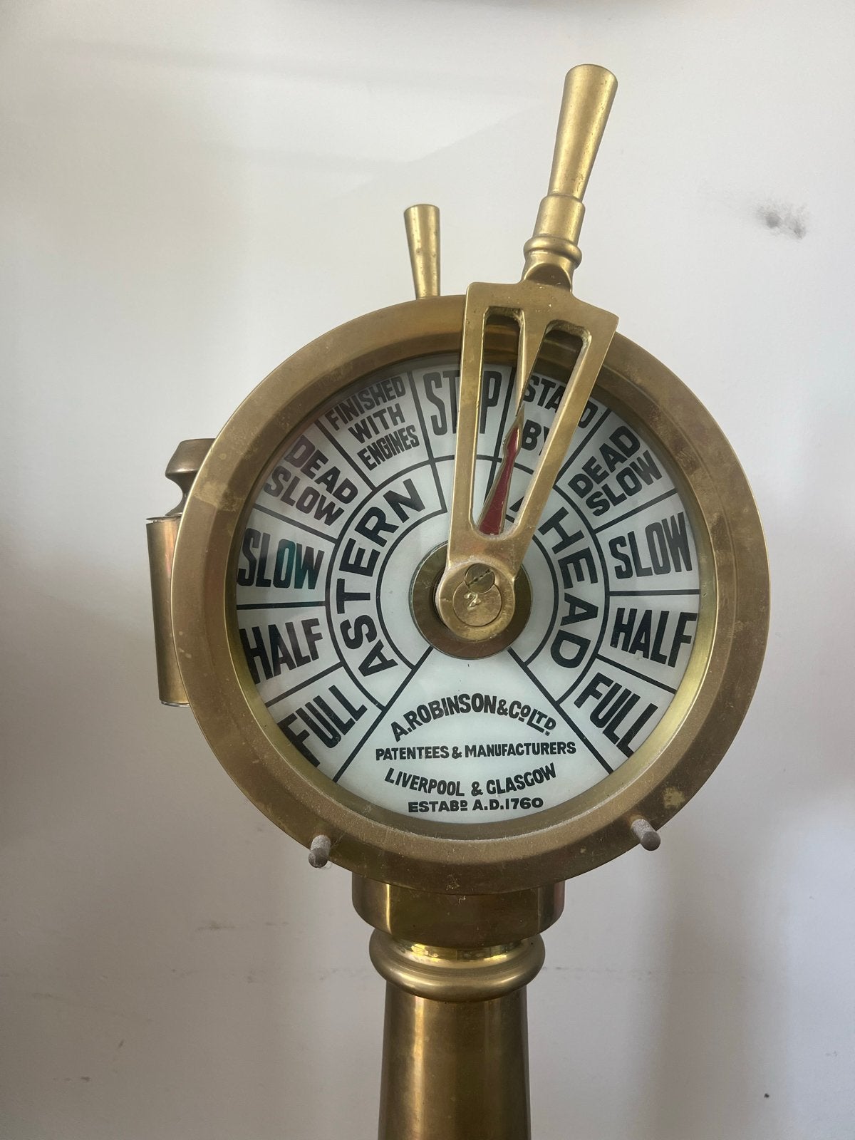 Antieke Messing Scheepstelegraaf Vloerlamp met Verlichting, Ophalen of Verzenden