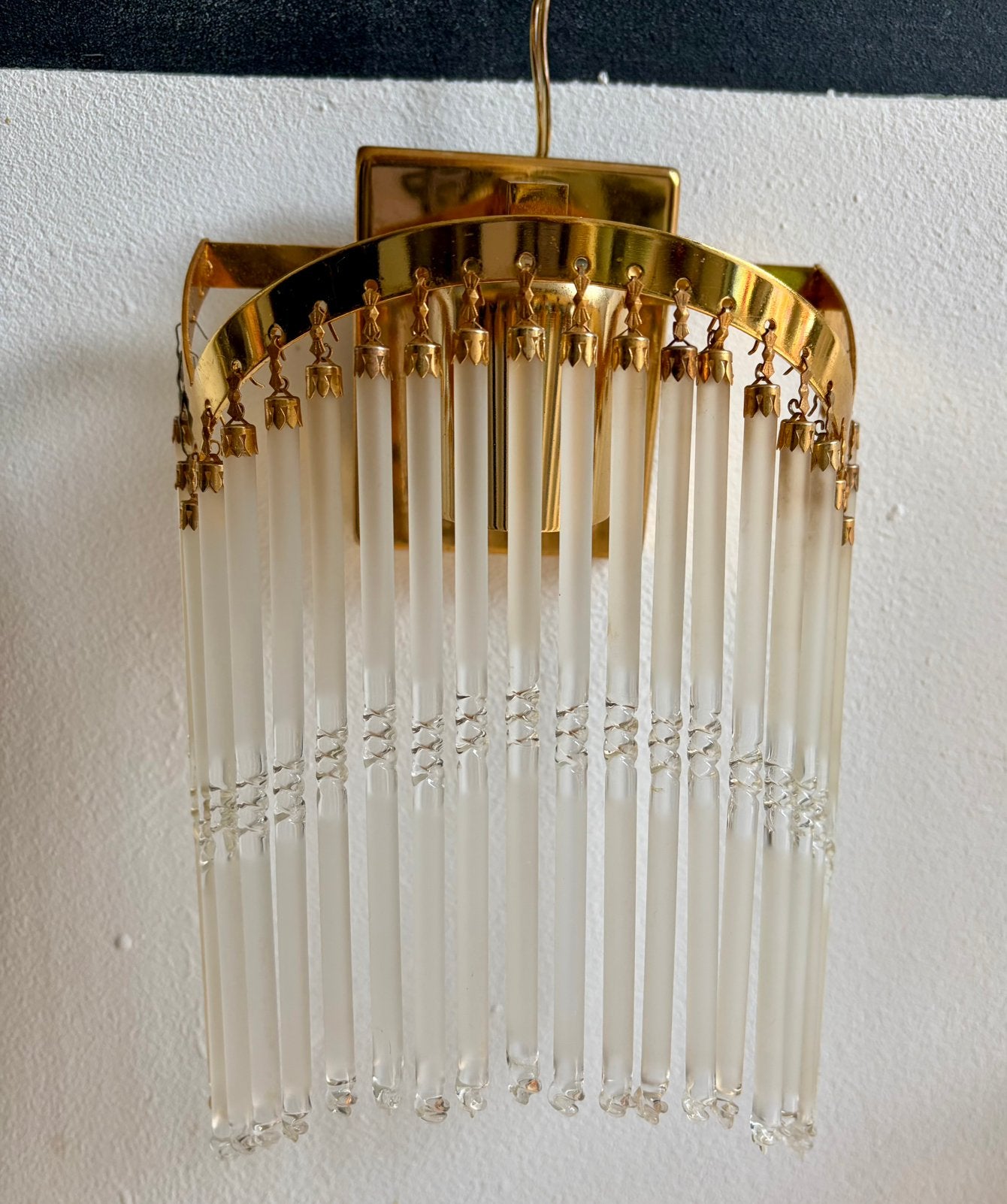 Vintage  glazen wandlamp - Art Deco stijl, Verzenden, Gebruikt, Glas