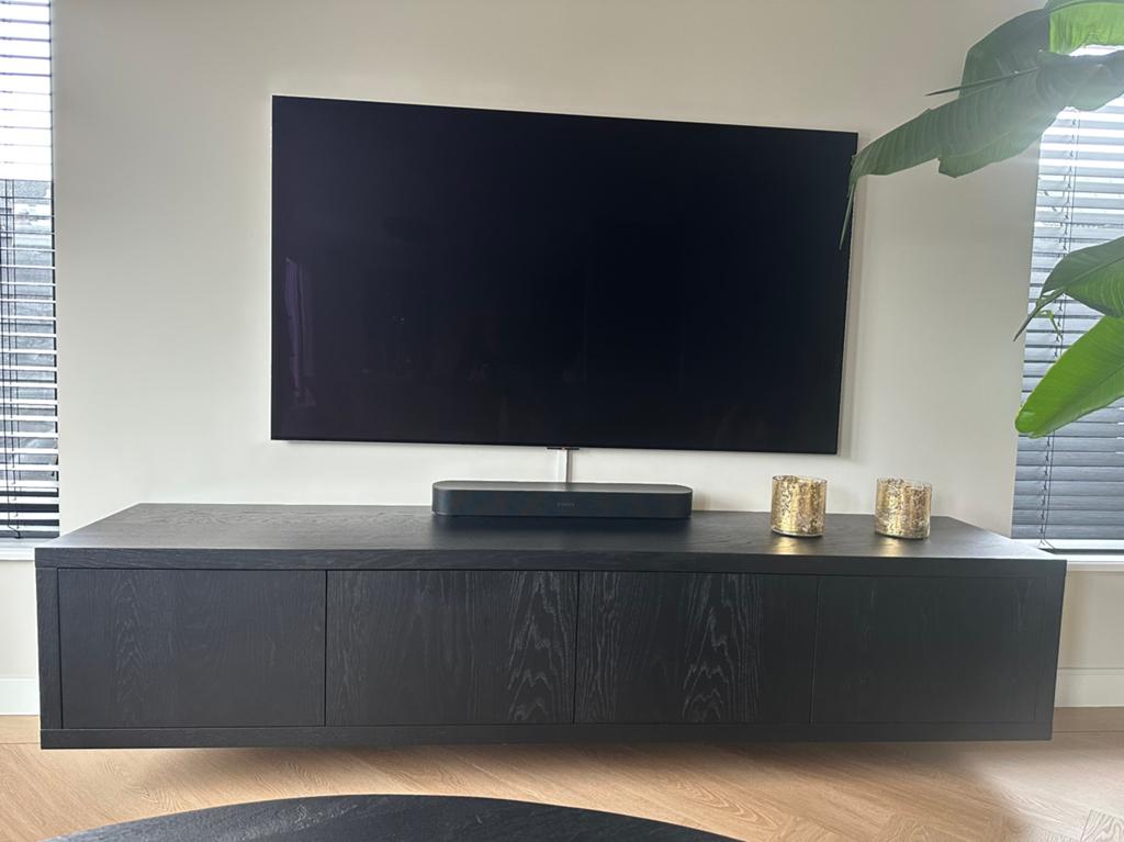 Zwart tv meubel, Huis en Inrichting, Kasten | Televisiemeubels, Ophalen, Nieuw, 200 cm of meer, Minder dan 100 cm