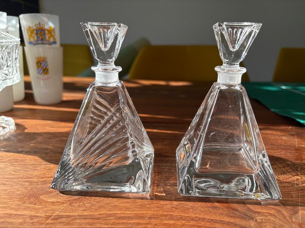 2 Kristallen Karaffen RCR Royal Crystal Rock 13 cm, Antiek en Kunst, Antiek | Glas en Kristal, Ophalen of Verzenden