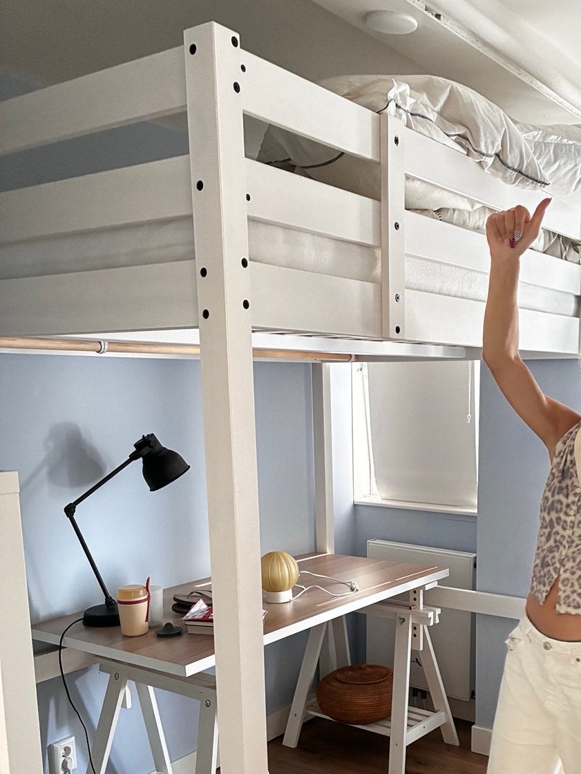 IKEA Storå Hoogslaper (wit), Huis en Inrichting, Slaapkamer | Stapelbedden en Hoogslapers, Ophalen, Eenpersoons, Zo goed als nieuw
