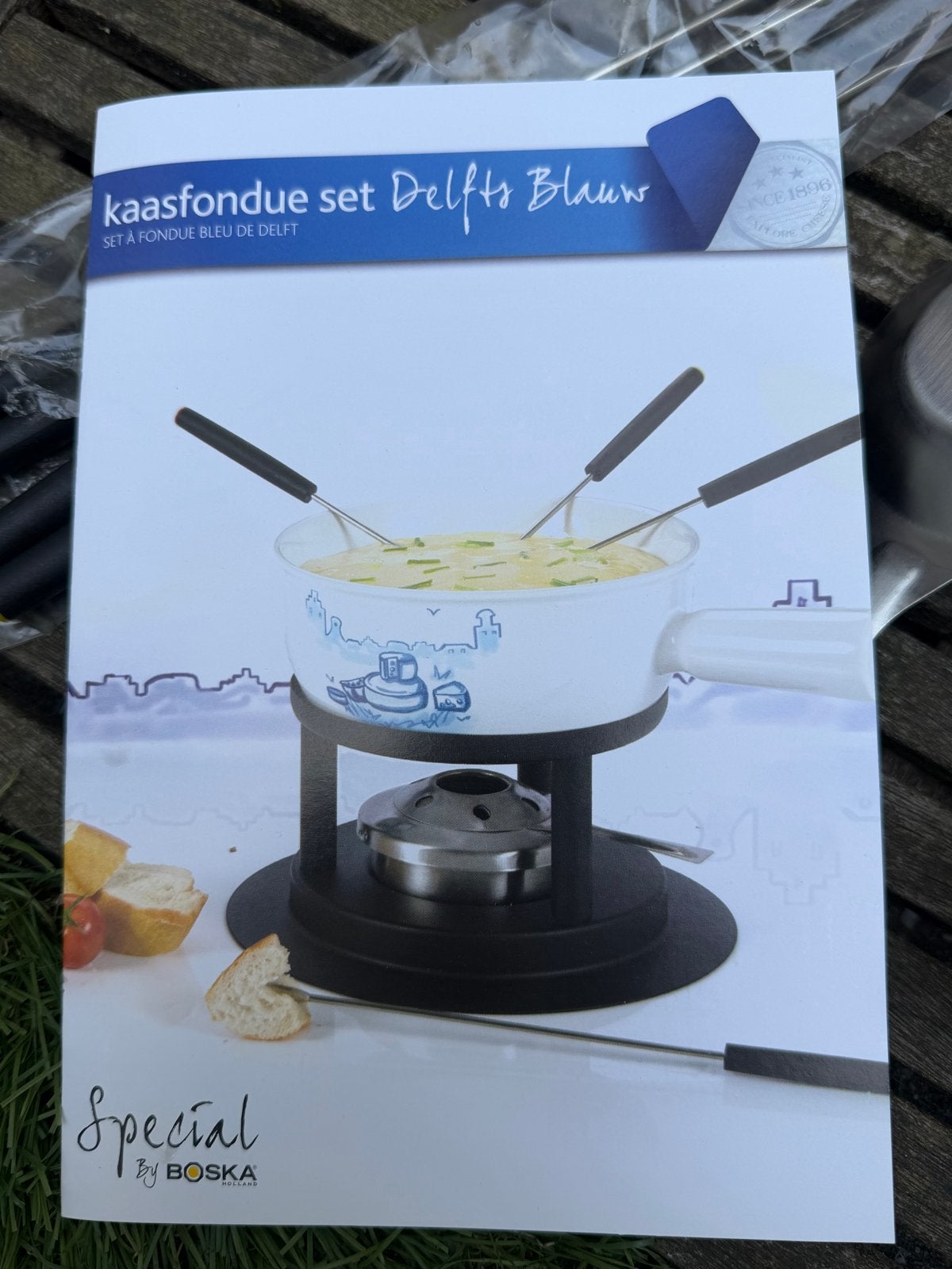Kaasfondue set Delfts Blauw - Zo goed als nieuw, Ophalen, Overige typen, Zo goed als nieuw, Steen/keramiek