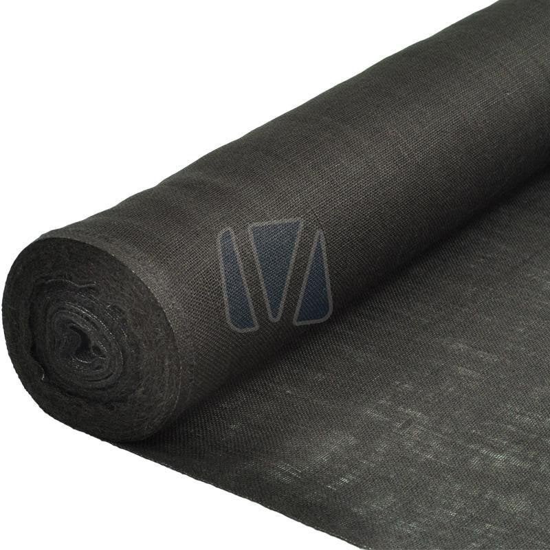Zware kwaliteit zwarte jute op rol - 1.55M x 16M, Overige materialen, 120 cm of meer, Zwart, Ophalen of Verzenden