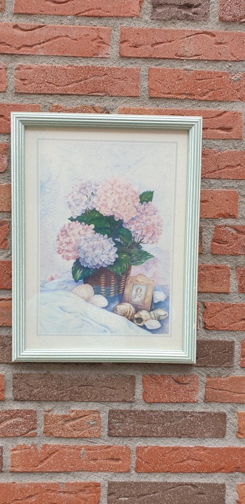schilderij prent bloemen en schelpen, Ophalen of Verzenden, 'T Olde Gre-j, Info@toldegrej.nl, Endepoelstraat 20f Didam