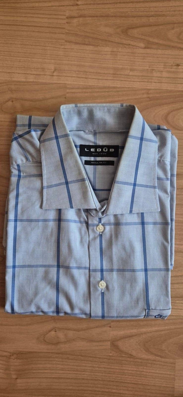 Le Dub overhemd Regular Fit Non Iron maat 43 lange mouw, Blauw, Ophalen of Verzenden, Zo goed als nieuw, Le Dub