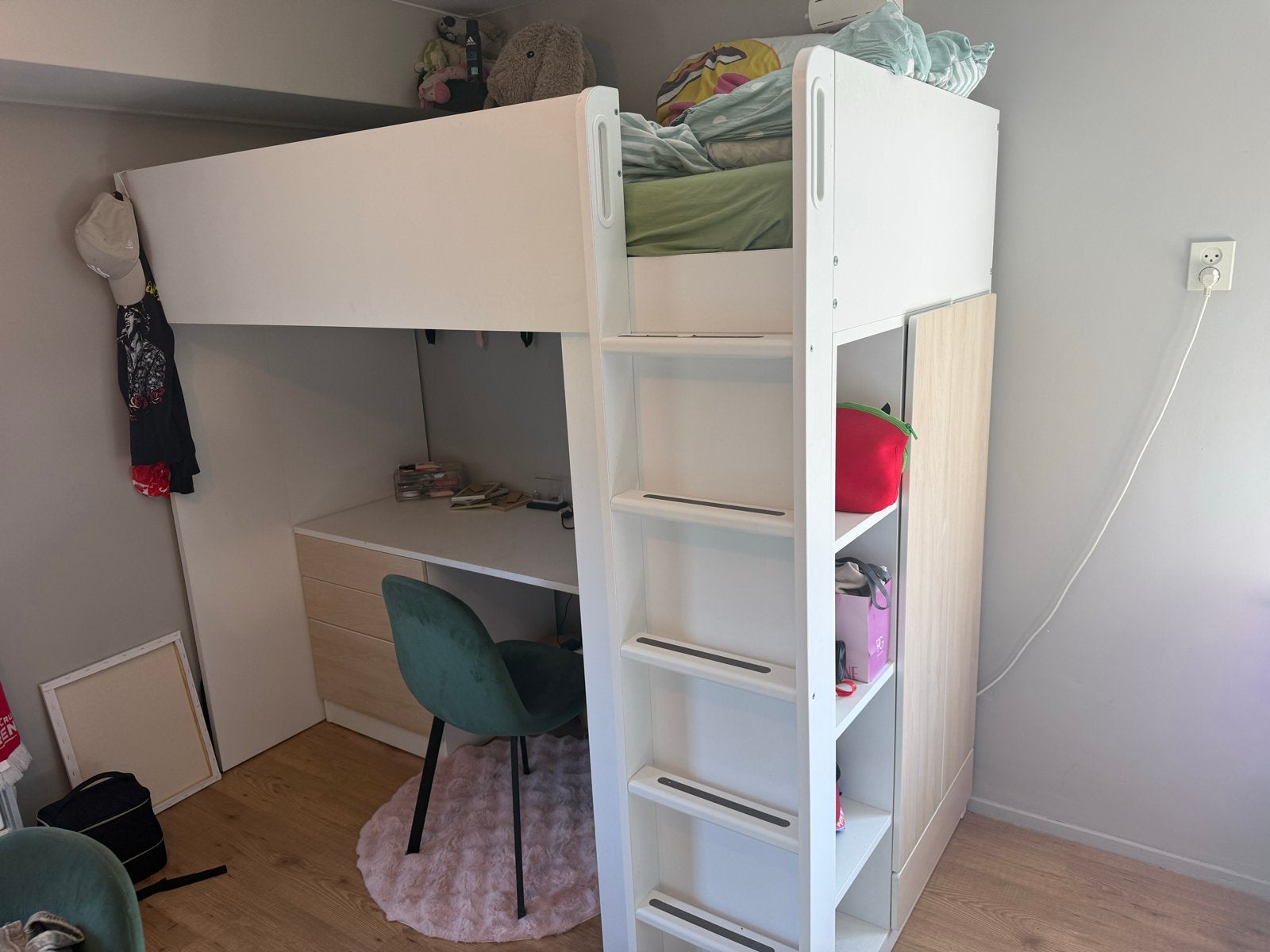 IKEA SMÅSTAD Hoogslaper met bureau en kledingkast, Ophalen, Gebruikt, Eenpersoons, 200 cm
