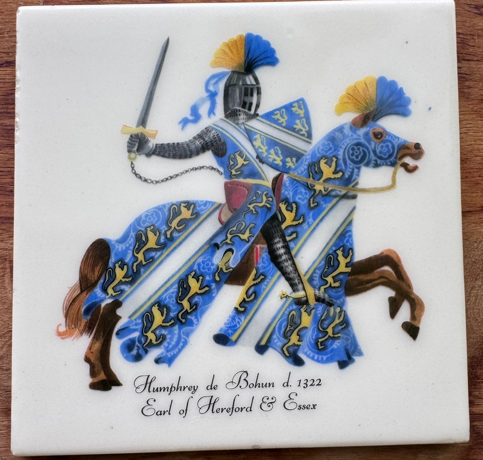 Tegeltje historische Ridder te paard - Earl Hereford & Essex, Antiek en Kunst, Ophalen of Verzenden