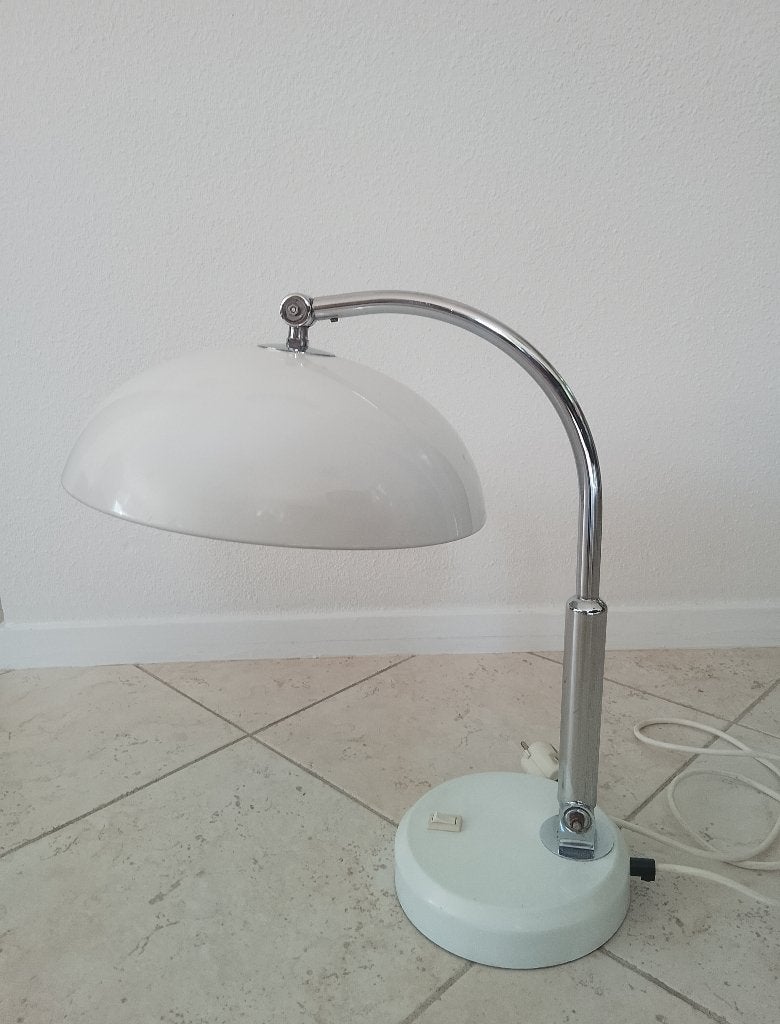 Hala Zeist Vintage burolamp wit chroom, Gebruikt, Overige materialen, Bauhaus, Vintage, Retro, Ophalen of Verzenden