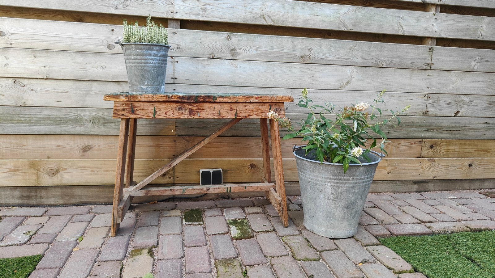 Oud schildersbankje / bankje / werkbank, Ophalen, Hout