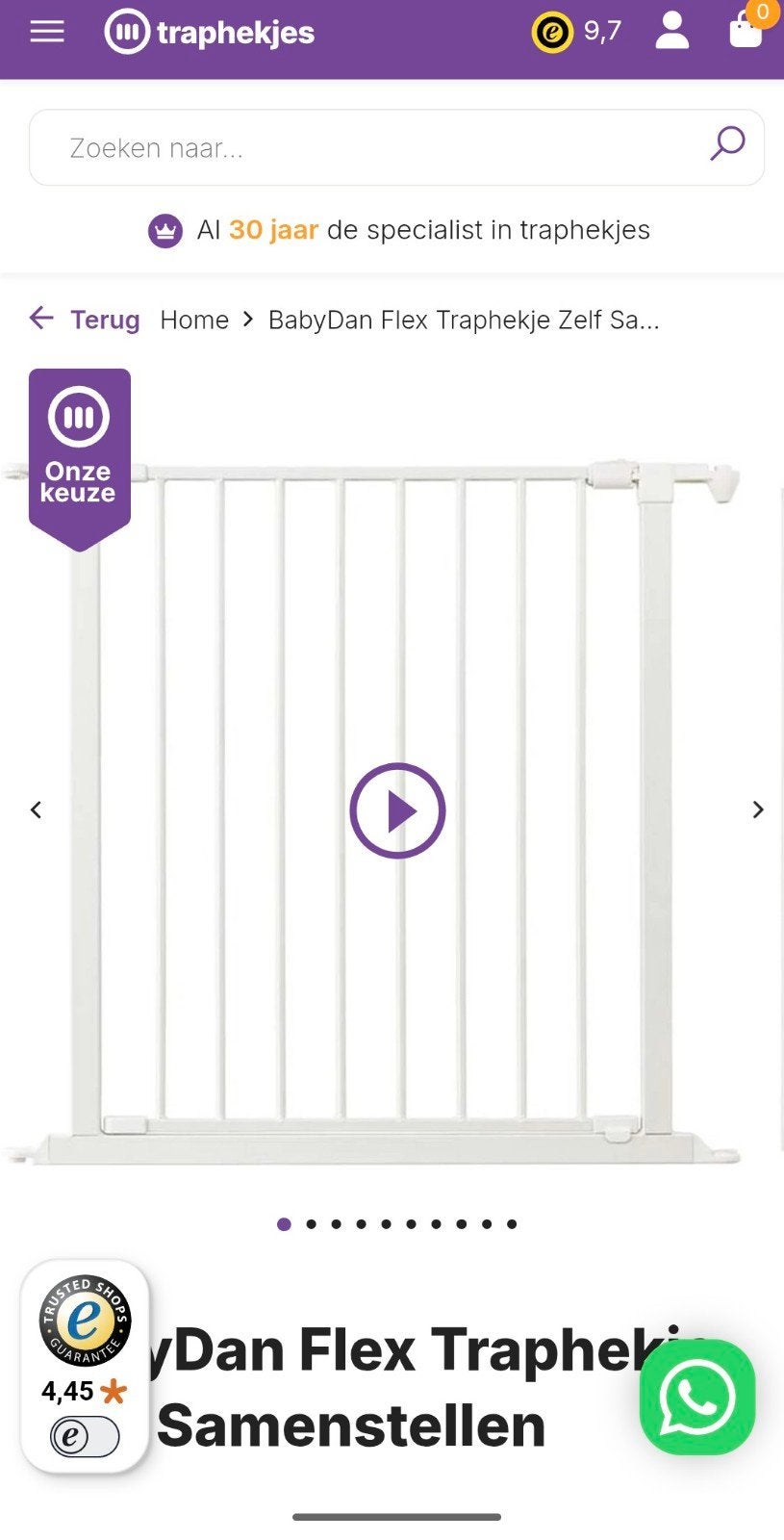 Nieuw BabyDan Flex Traphekje wit + 20cm uitbreiding, Ophalen, Nieuw, Metaal of IJzer, Schroefhekje