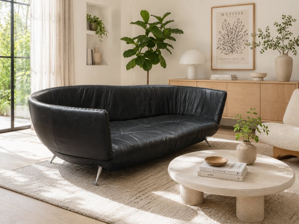 Desede DS102 Shell Lounge Bank Zwart leer Mathias Hoffmann, Huis en Inrichting, Banken | Bankstellen, Ophalen, Gebruikt, Loungen Swiss Desede Edra Cassina FSM COR Industrieel