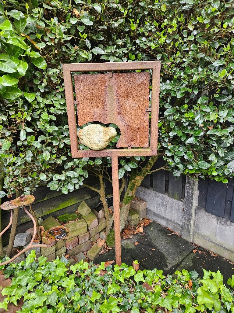 Uniek roestig kunstwerk voor buiten, MaARTen IJzerkunst, Tuin en Terras, Ophalen, Zo goed als nieuw, Metaal, Abstract beeld