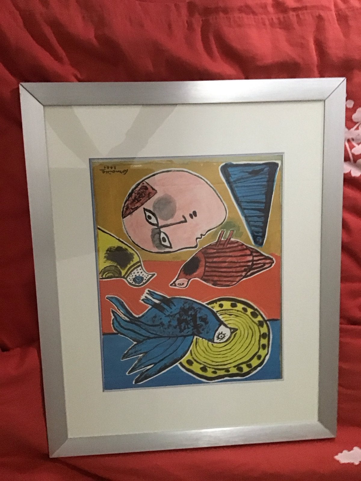 2x Corneille reproductie in aluminium lijst, 55x45 cm, Antiek en Kunst, Kunst | Schilderijen | Modern, Ophalen, Figuren, Ingelijst