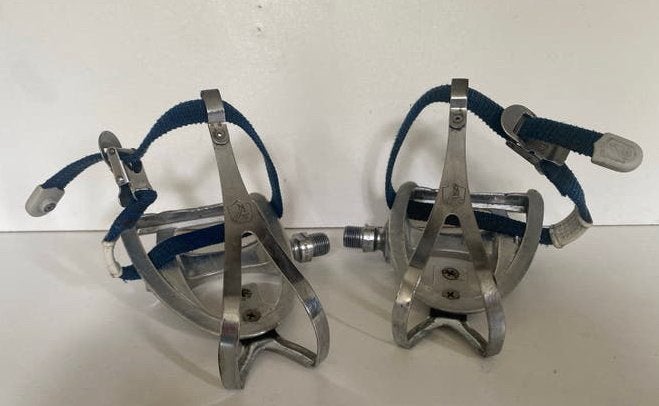 Campagnolo Pedalen met Toe Clips en Riemen, Crankstel of Pedalen, Gebruikt, Ophalen of Verzenden, Aluminium