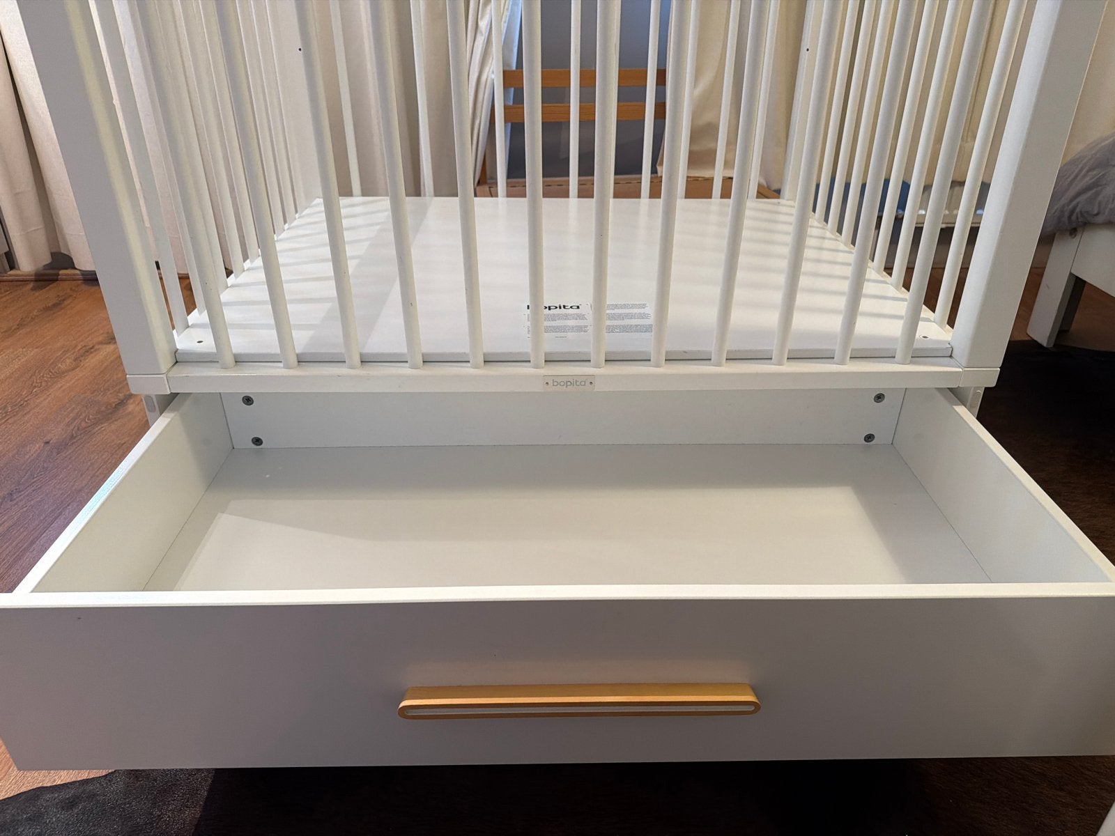 Bopita Box Lisa Wit/Naturel met Lade en Verstelbare Bodem, Kinderen en Baby's, Boxen, Ophalen, Zo goed als nieuw, Rechthoekig